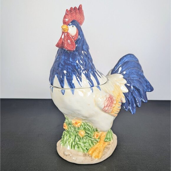 Rooster Cookie Jar -  Treat Jar, Vintage Painted Ceramic - Picture 1 of 4